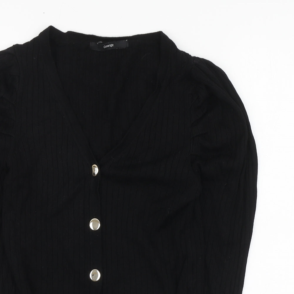 George Womens Black V-Neck Viscose Cardigan Jumper Size M