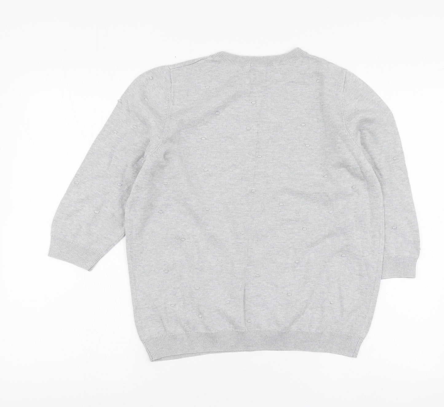 TU Womens Grey Round Neck Cotton Pullover Jumper Size 14