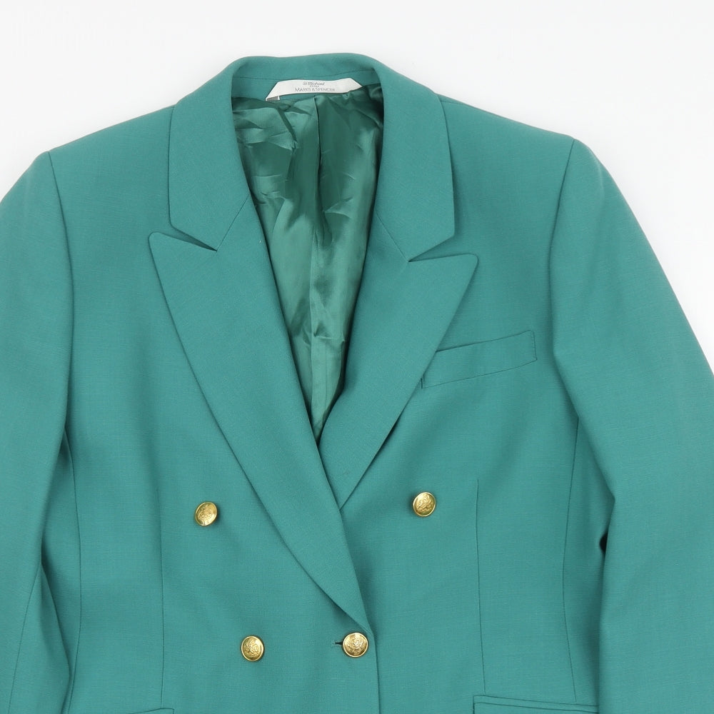 Marks and Spencer Womens Green Wool Jacket Suit Jacket Size 16