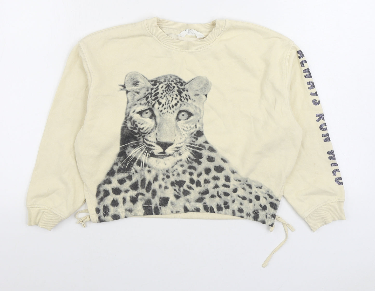 H&M Girls White Cotton Pullover Sweatshirt Size 9-10 Years Pullover