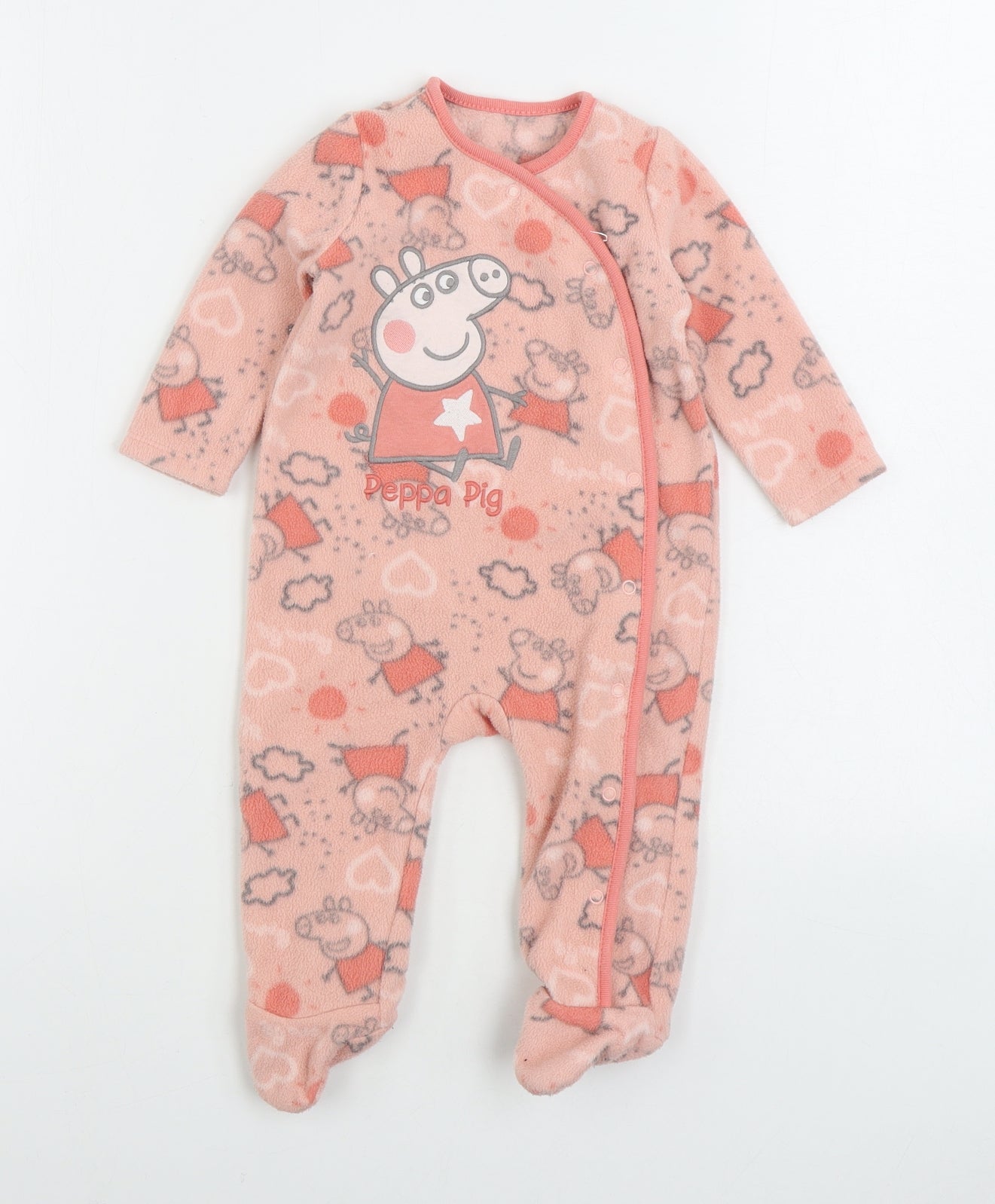Nutmeg Girls Pink Geometric Polyester One Piece Size 6-9 Months Button - Peppa Pig