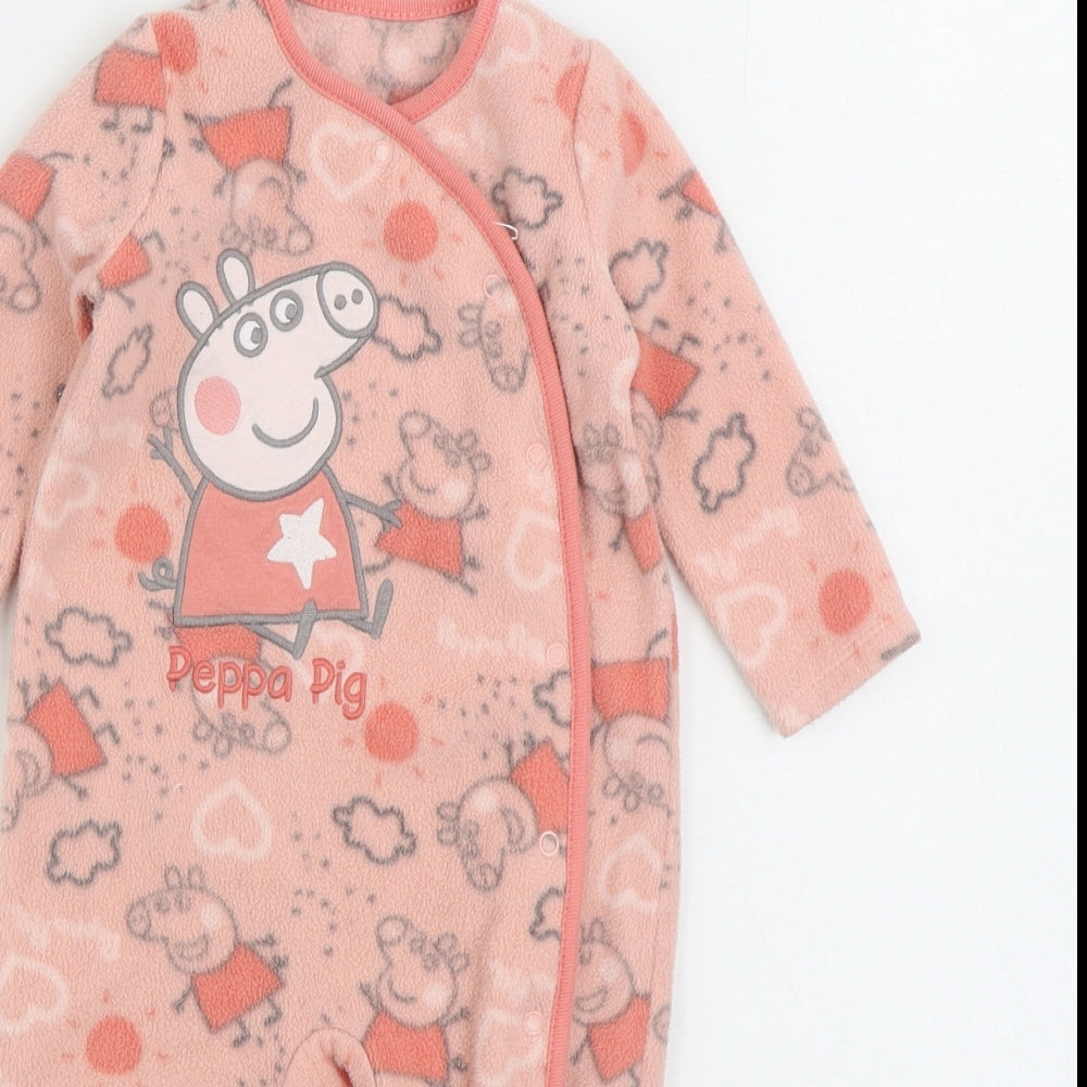Nutmeg Girls Pink Geometric Polyester One Piece Size 6-9 Months Button - Peppa Pig
