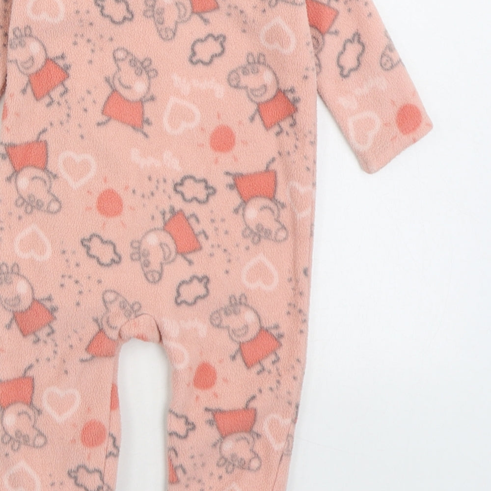 Nutmeg Girls Pink Geometric Polyester One Piece Size 6-9 Months Button - Peppa Pig