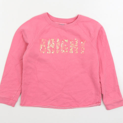 NEXT Girls Pink Cotton Pullover Sweatshirt Size 8 Years Pullover