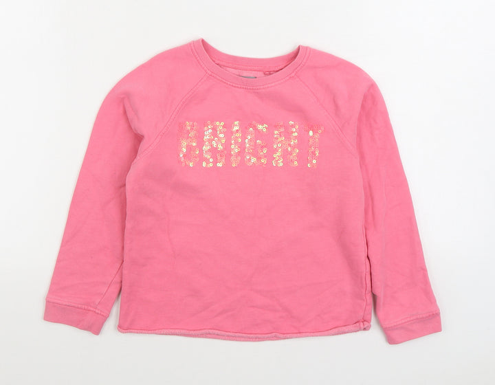 NEXT Girls Pink Cotton Pullover Sweatshirt Size 8 Years Pullover