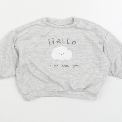 George Girls Grey Cotton Pullover Jumper Size 0-3 Months Pullover