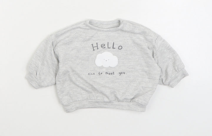 George Girls Grey Cotton Pullover Jumper Size 0-3 Months Pullover