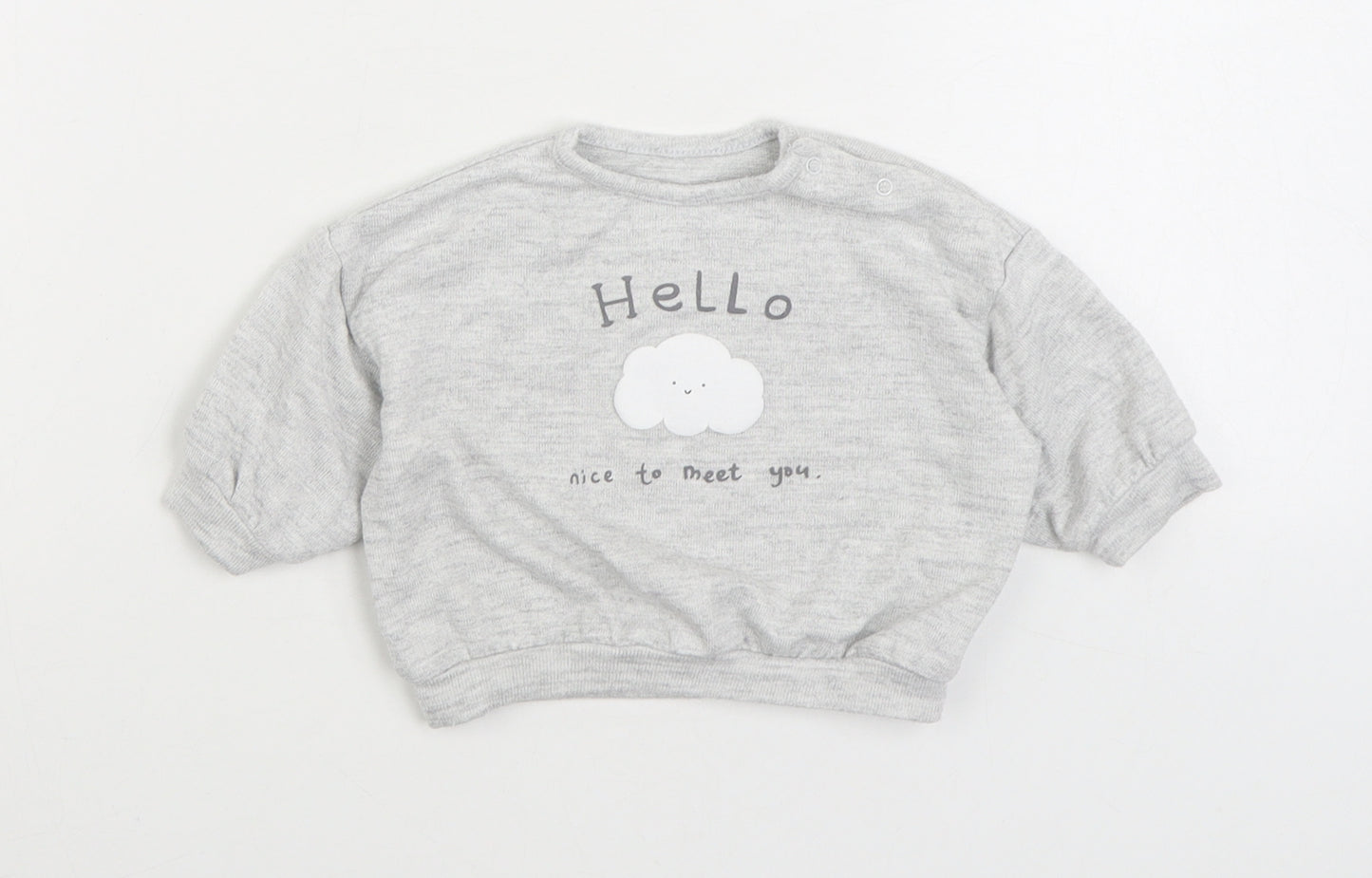 George Girls Grey Cotton Pullover Jumper Size 0-3 Months Pullover