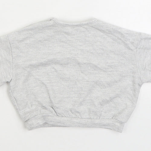 George Girls Grey Cotton Pullover Jumper Size 0-3 Months Pullover