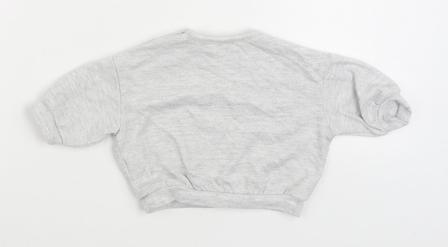 George Girls Grey Cotton Pullover Jumper Size 0-3 Months Pullover