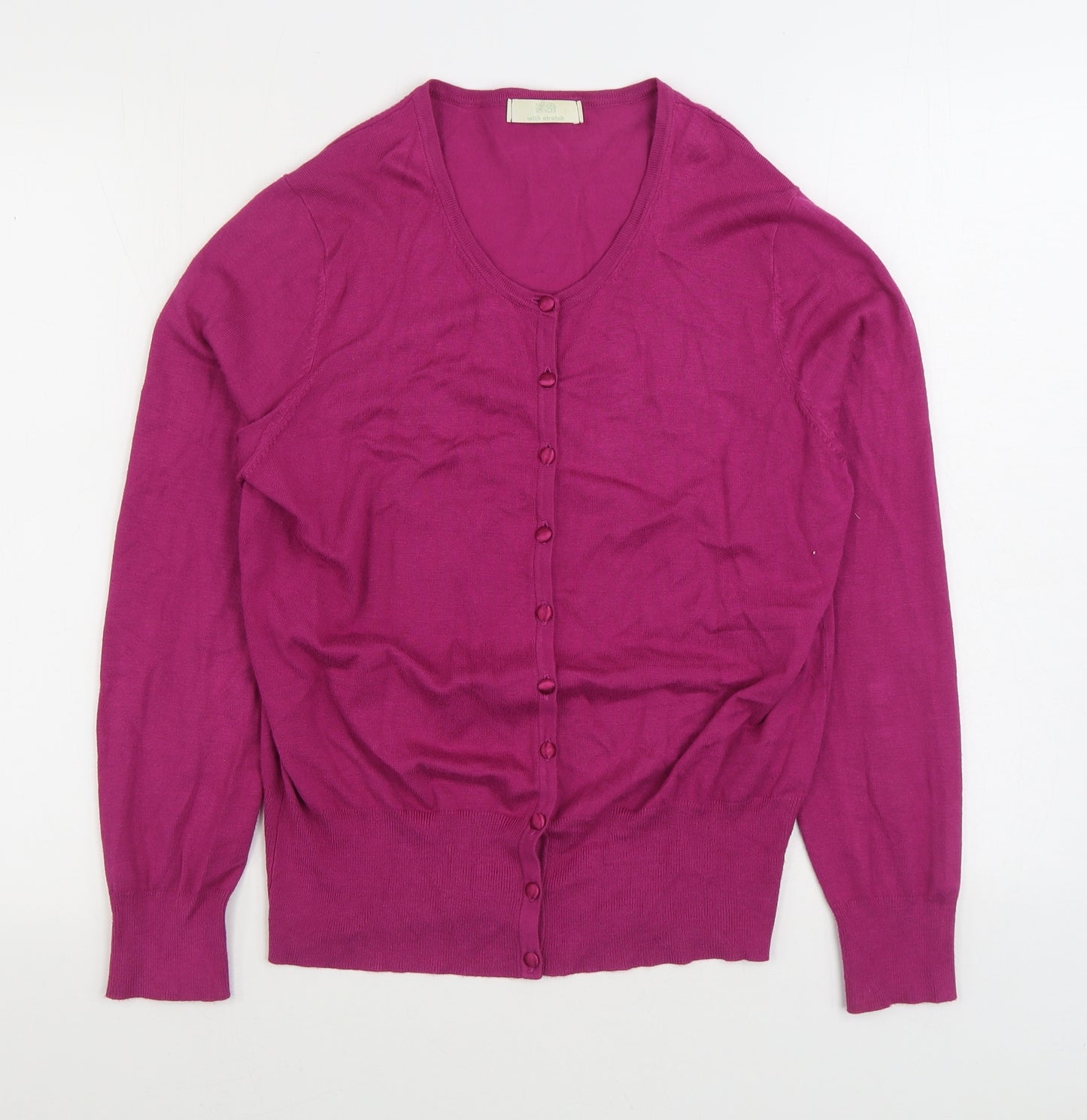 Marks and Spencer Womens Pink V-Neck Viscose Cardigan Jumper Size 16