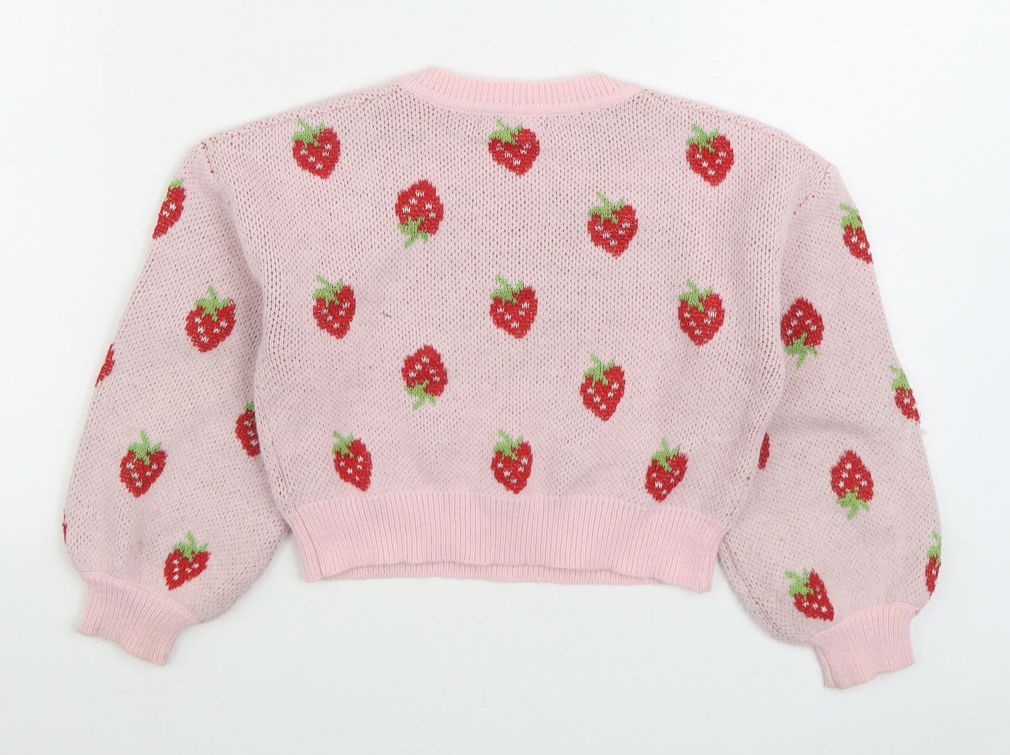 SheIn Girls Pink V-Neck Geometric Acrylic Pullover Jumper Size 10 Years Pullover
