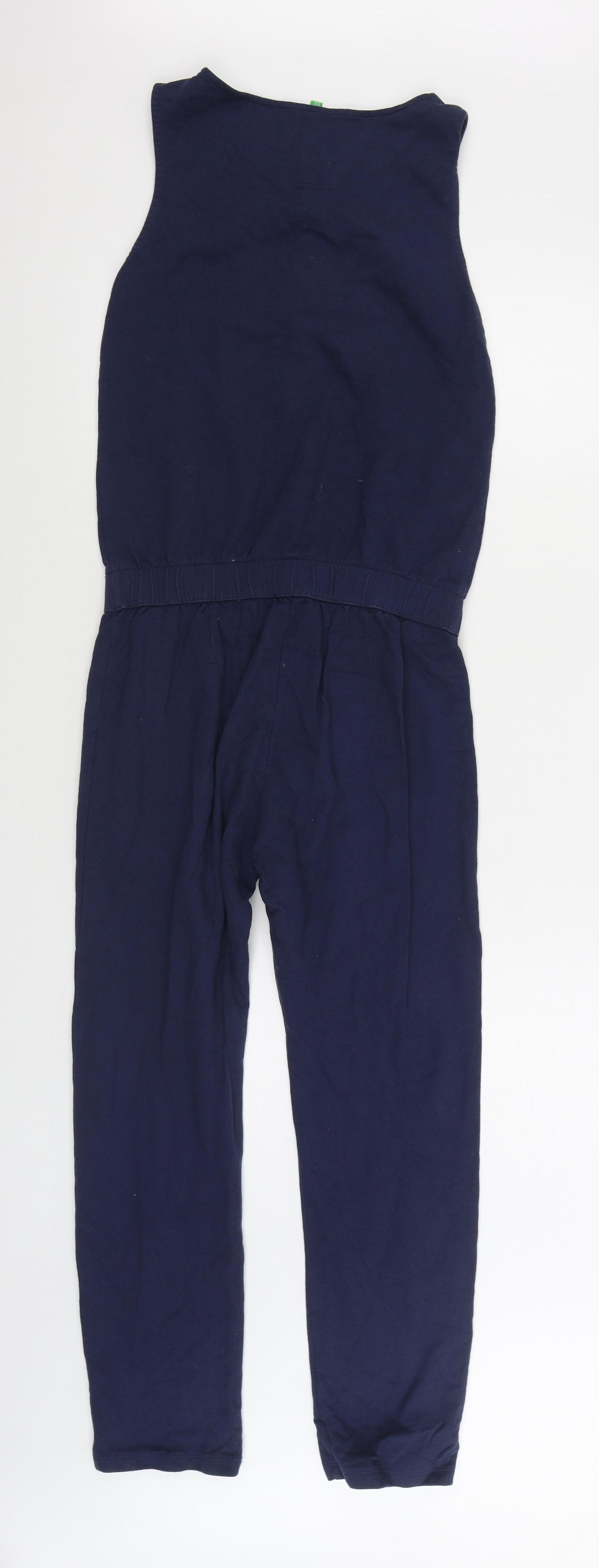 United Colors of Benetton Girls Blue 100% Cotton Jumpsuit One-Piece Size 11-12 Years Button
