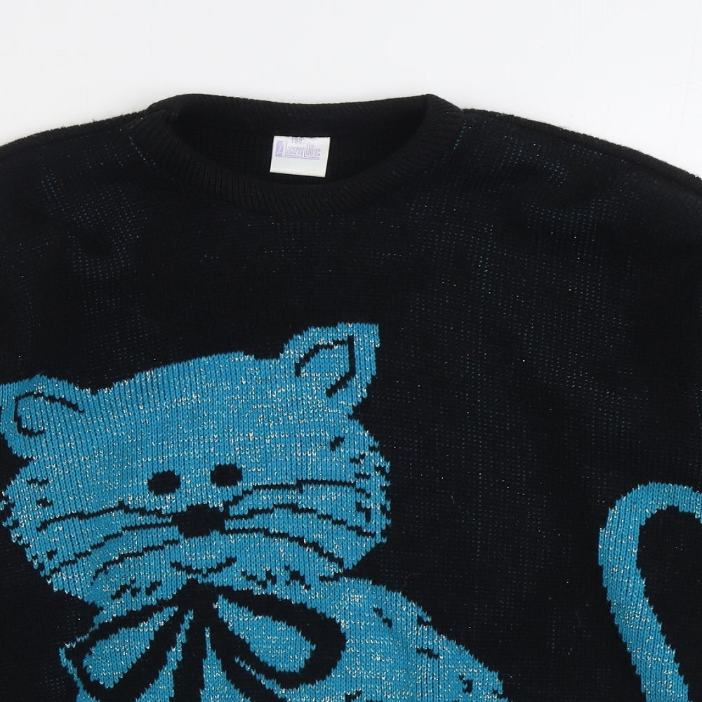 Preworn Womens Black Round Neck Acrylic Pullover Jumper Size M