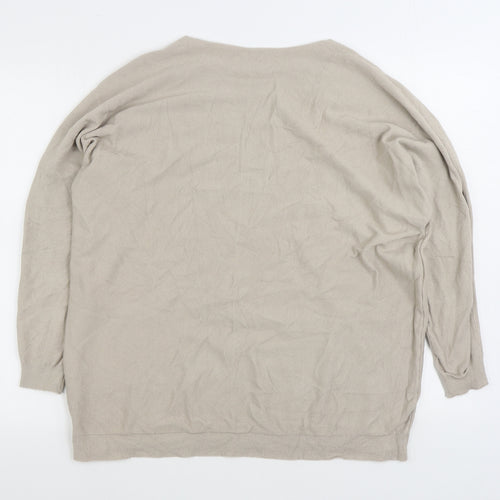 Prewon Womens Beige Boat Neck Viscose Pullover Jumper Size M