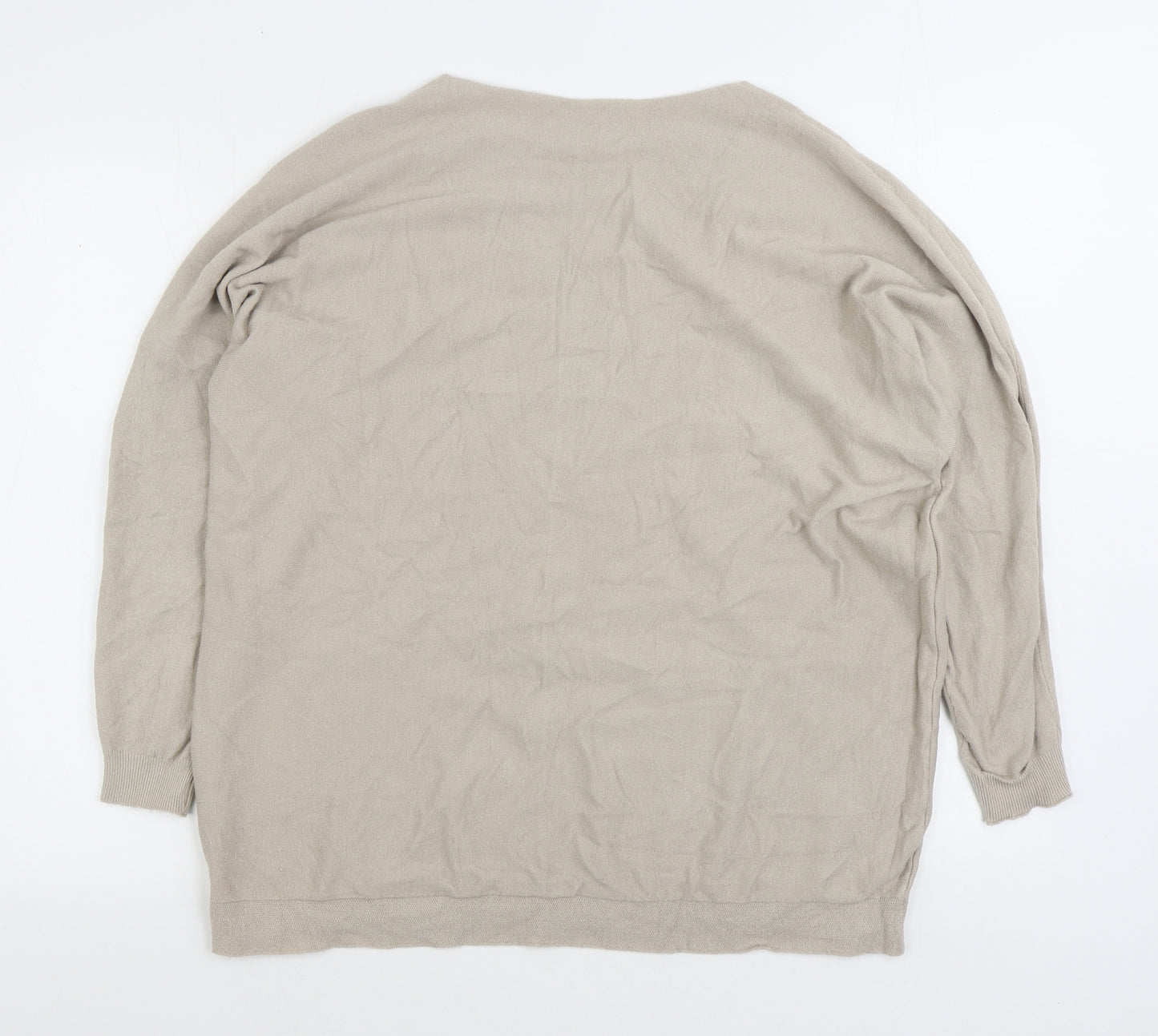 Prewon Womens Beige Boat Neck Viscose Pullover Jumper Size M