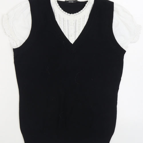 George Womens Black Round Neck Viscose Pullover Jumper Size 10