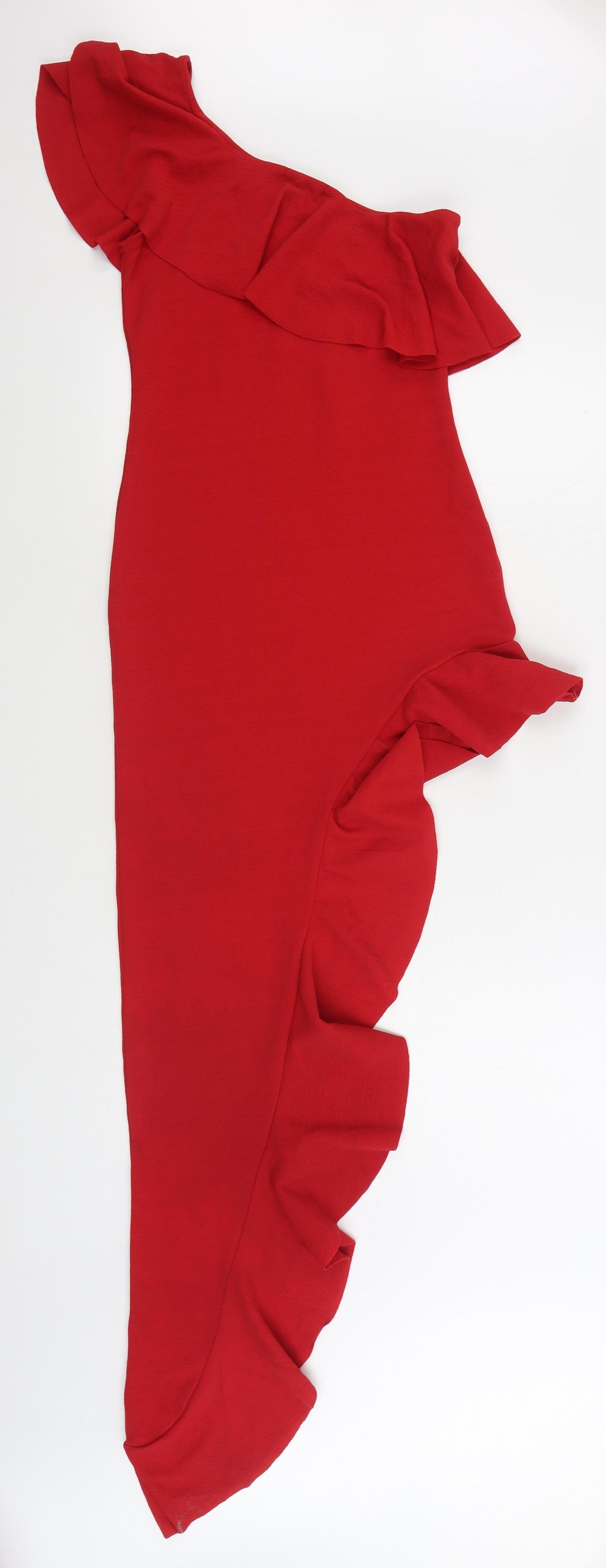 PRETTY LITTLE THING Womens Red Polyester Bodycon Size S One Shoulder Pullover