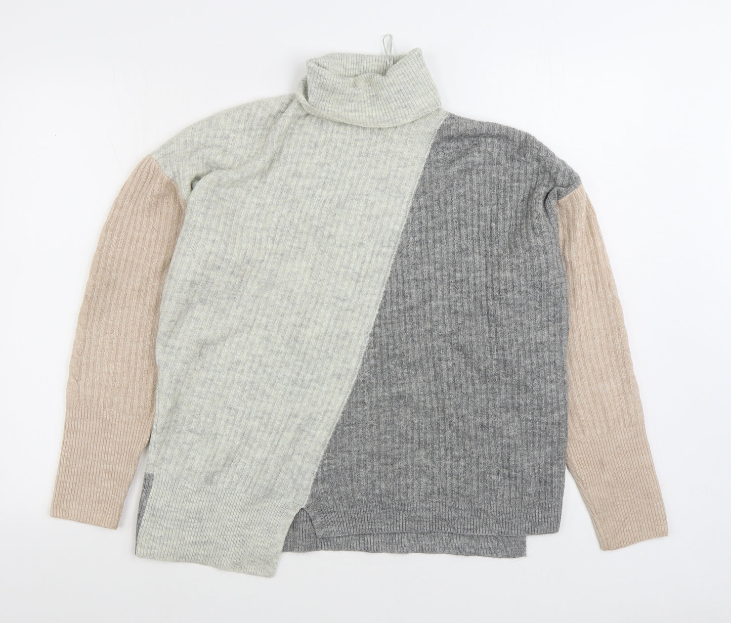 F&F Womens Multicoloured Roll Neck Acrylic Pullover Jumper Size 12