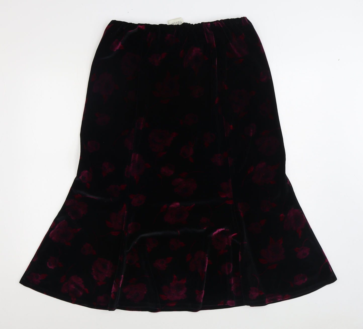 Eastex Womens Black Floral Polyester Trumpet Skirt Size 16