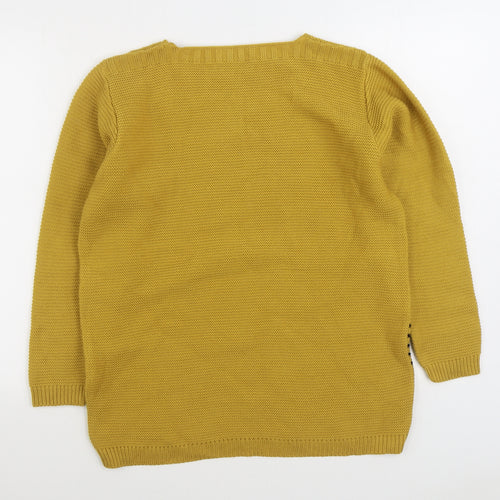 Preworn Womens Yellow Boat Neck Striped Acrylic Pullover Jumper Size L