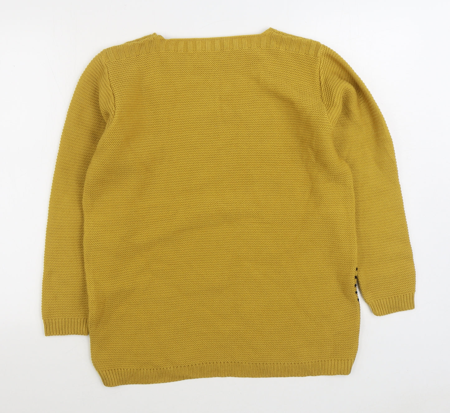 Preworn Womens Yellow Boat Neck Striped Acrylic Pullover Jumper Size L