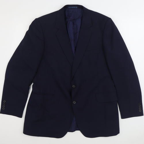 Preworn Mens Blue Polyester Jacket Suit Jacket Size 44