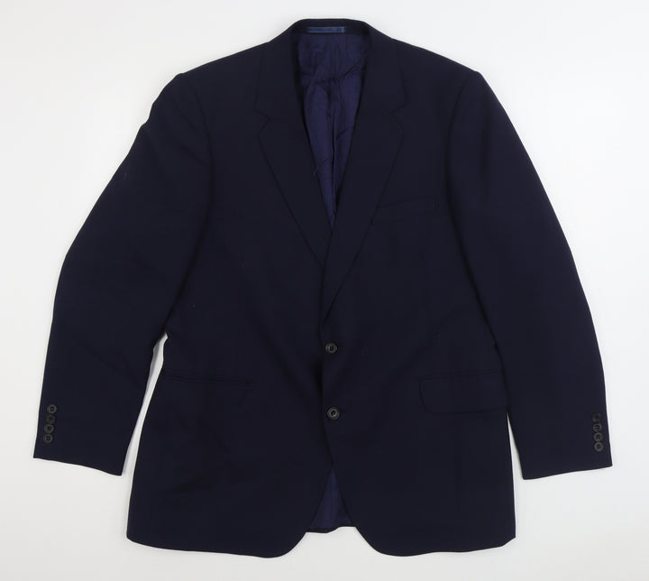 Preworn Mens Blue Polyester Jacket Suit Jacket Size 44