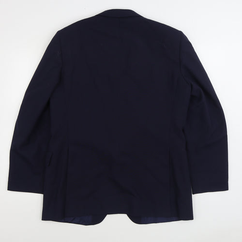 Preworn Mens Blue Polyester Jacket Suit Jacket Size 44