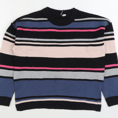 H&M Womens Multicoloured Round Neck Striped Viscose Pullover Jumper Size XS