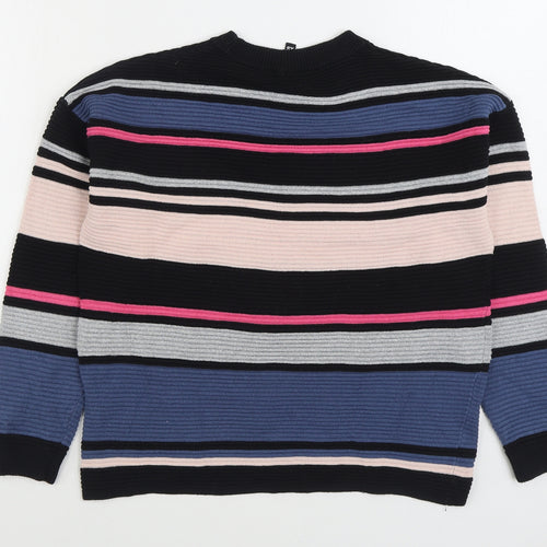 H&M Womens Multicoloured Round Neck Striped Viscose Pullover Jumper Size XS