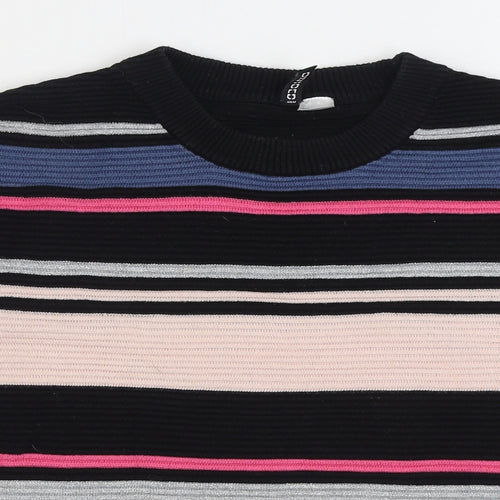 H&M Womens Multicoloured Round Neck Striped Viscose Pullover Jumper Size XS