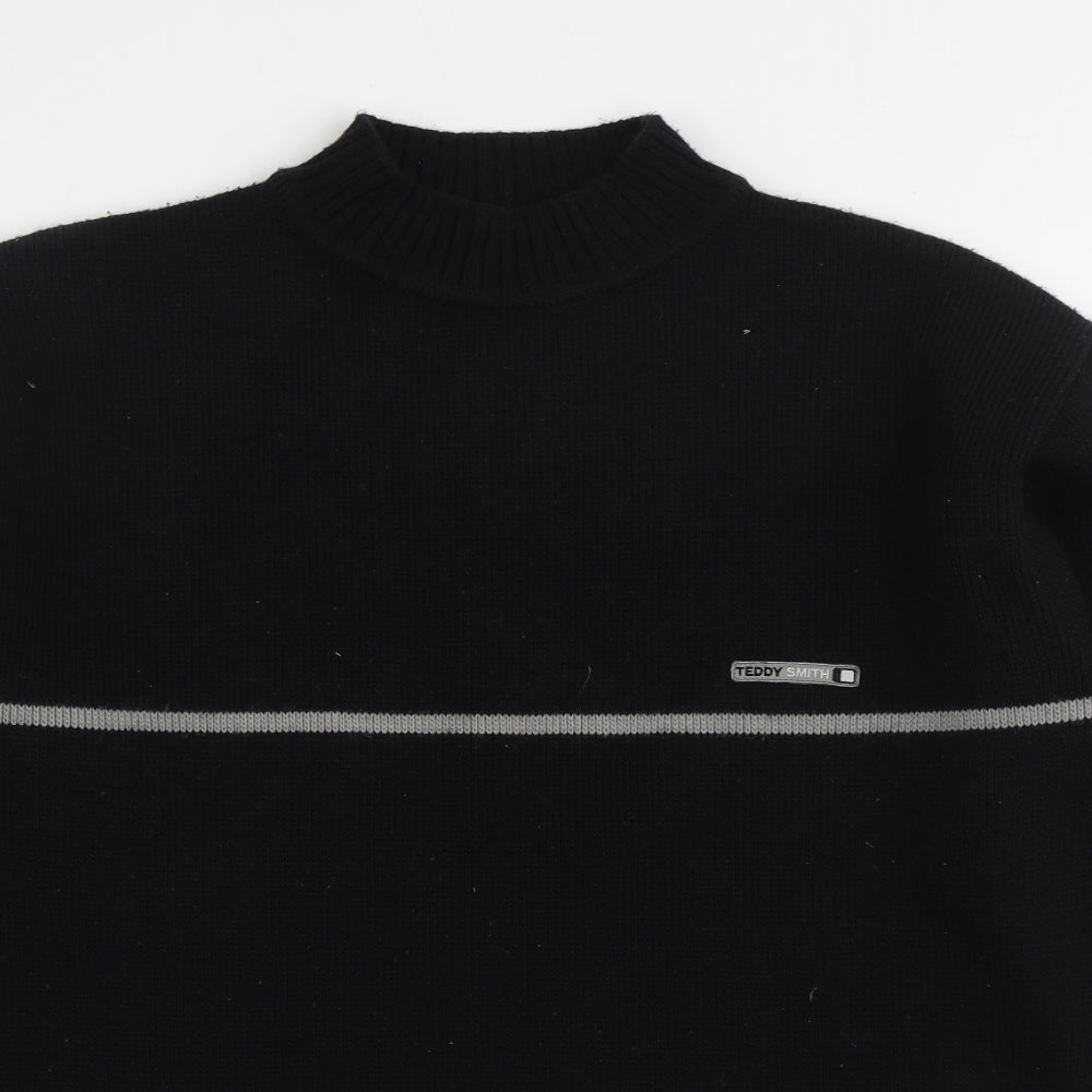 Teddy Smith Mens Black Round Neck Acrylic Pullover Jumper Size S