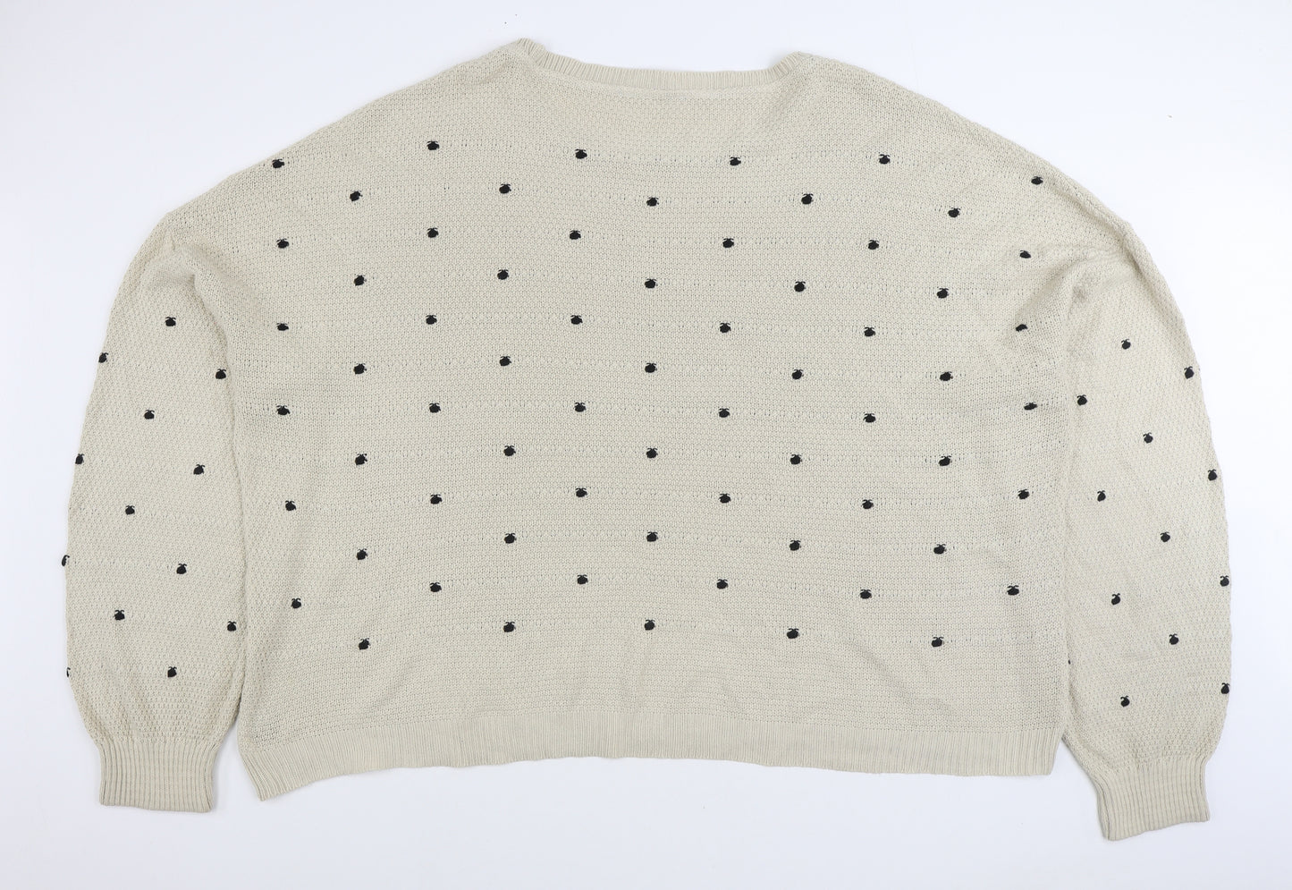 LTS Womens Beige Round Neck Geometric Acrylic Pullover Jumper Size 22