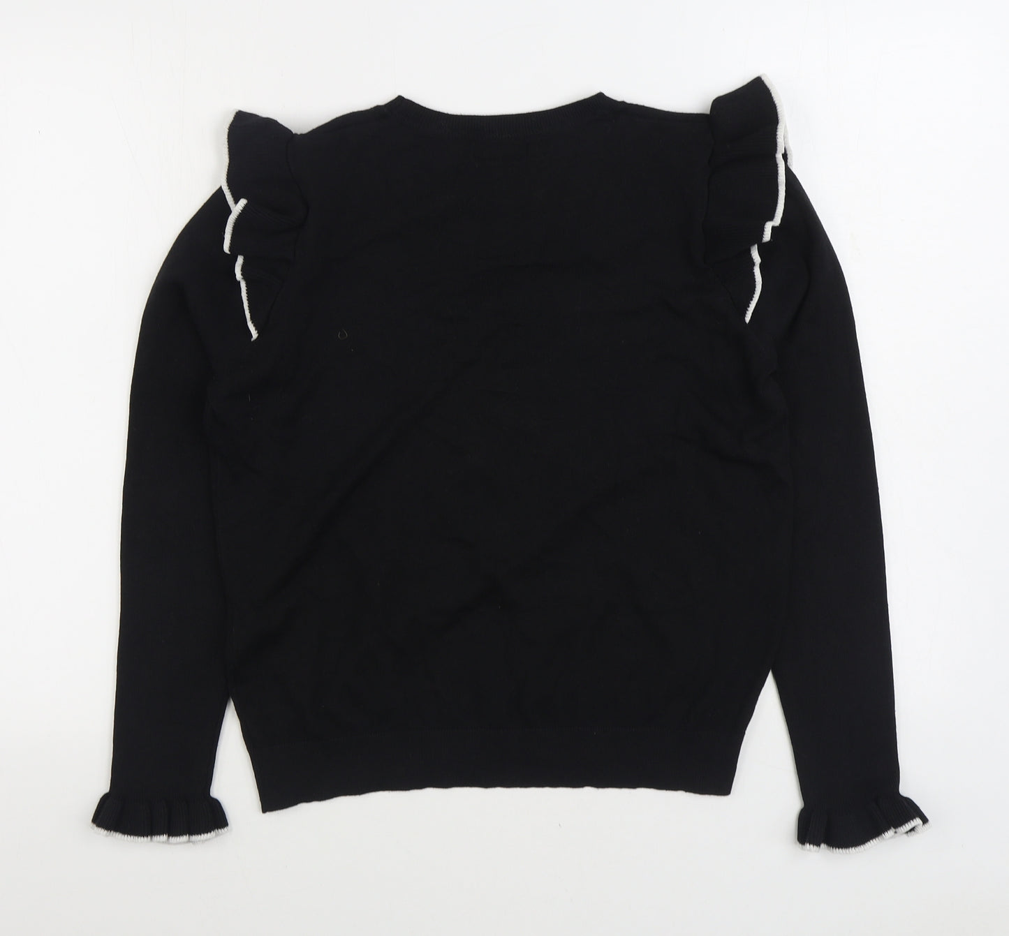 Papaya Womens Black Boat Neck Cotton Pullover Jumper Size M