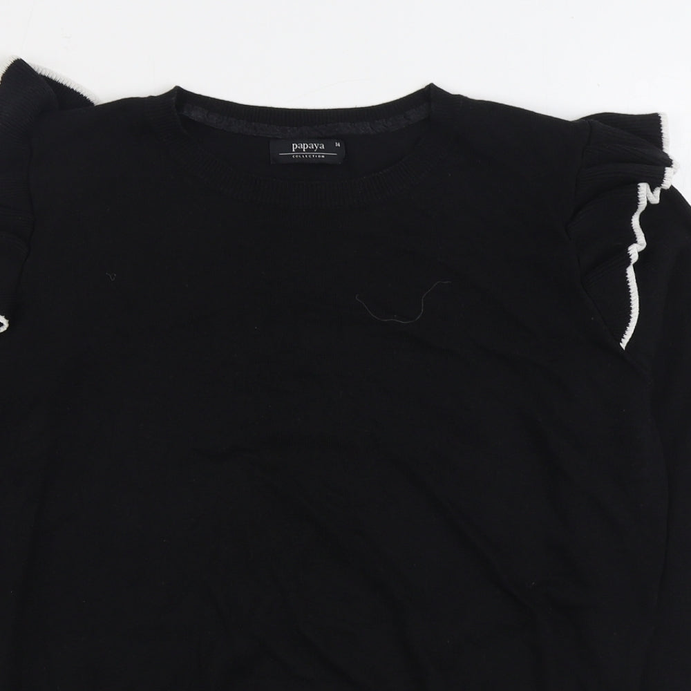Papaya Womens Black Boat Neck Cotton Pullover Jumper Size M