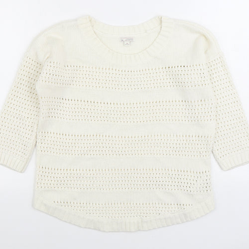 Gap Womens White Boat Neck Cotton Pullover Jumper Size S