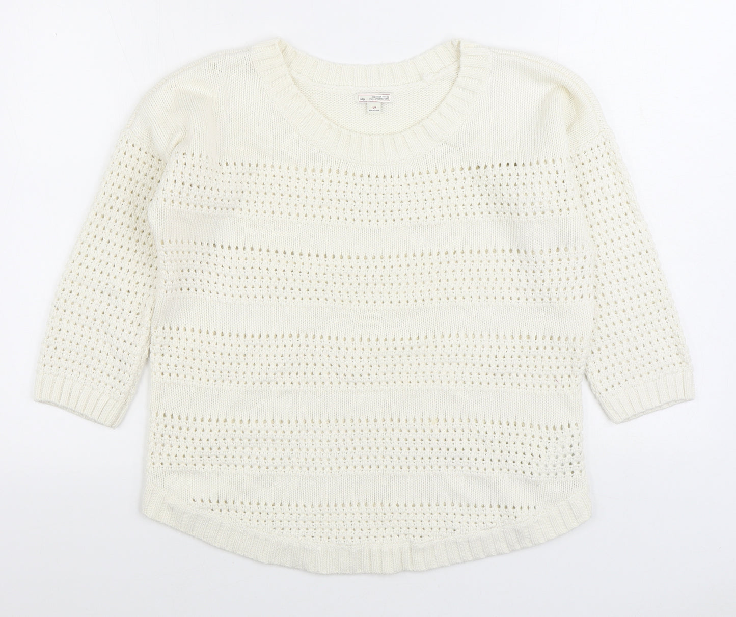 Gap Womens White Boat Neck Cotton Pullover Jumper Size S