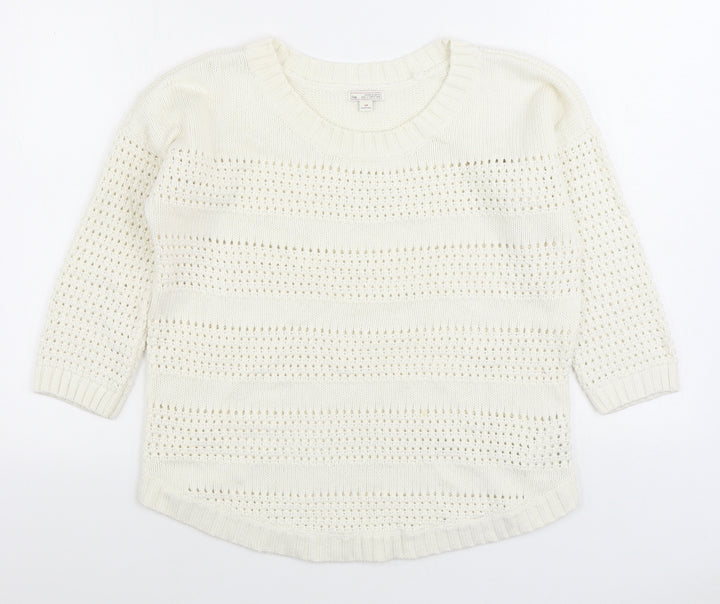 Gap Womens White Boat Neck Cotton Pullover Jumper Size S