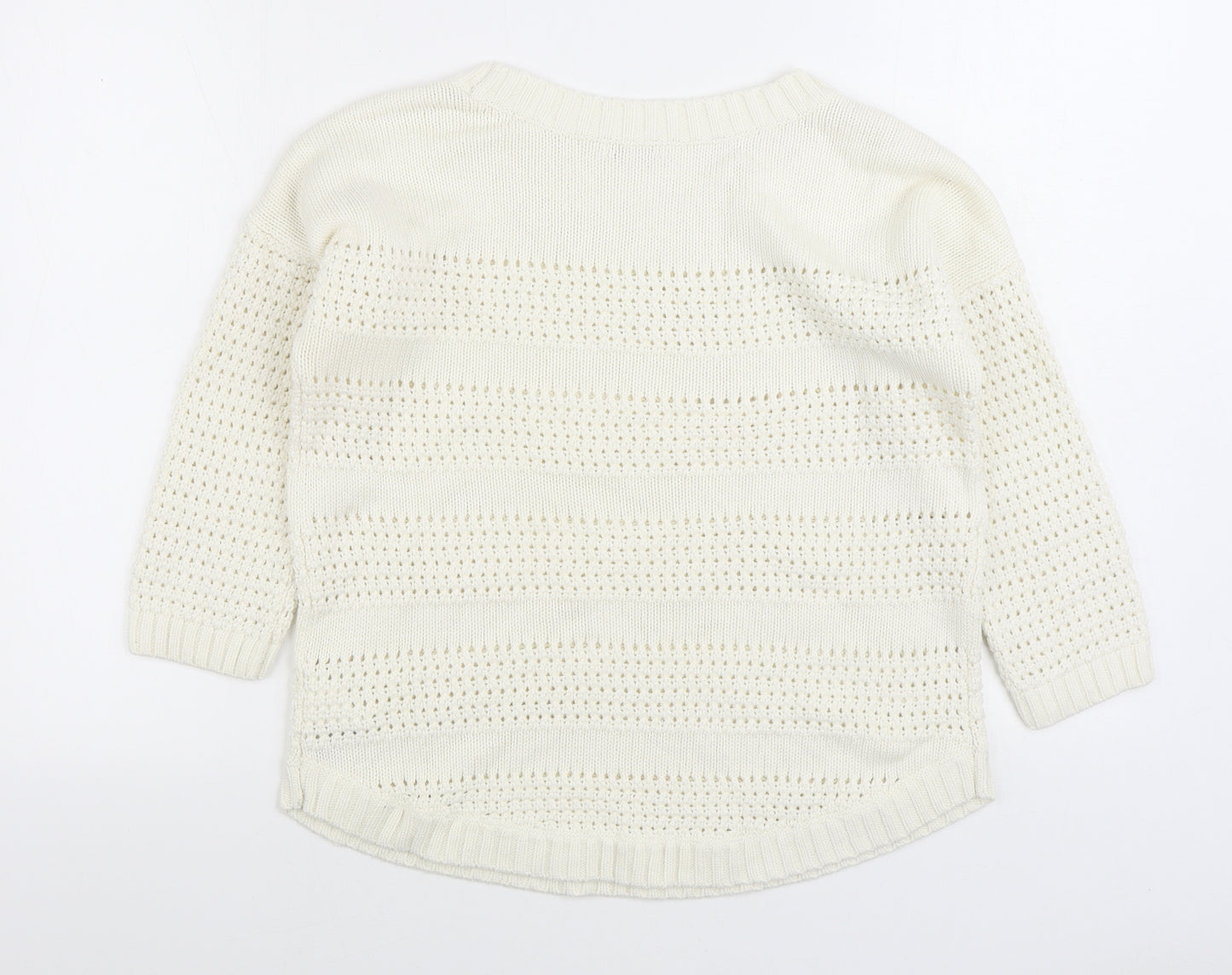 Gap Womens White Boat Neck Cotton Pullover Jumper Size S