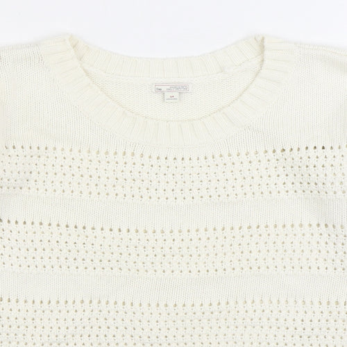 Gap Womens White Boat Neck Cotton Pullover Jumper Size S