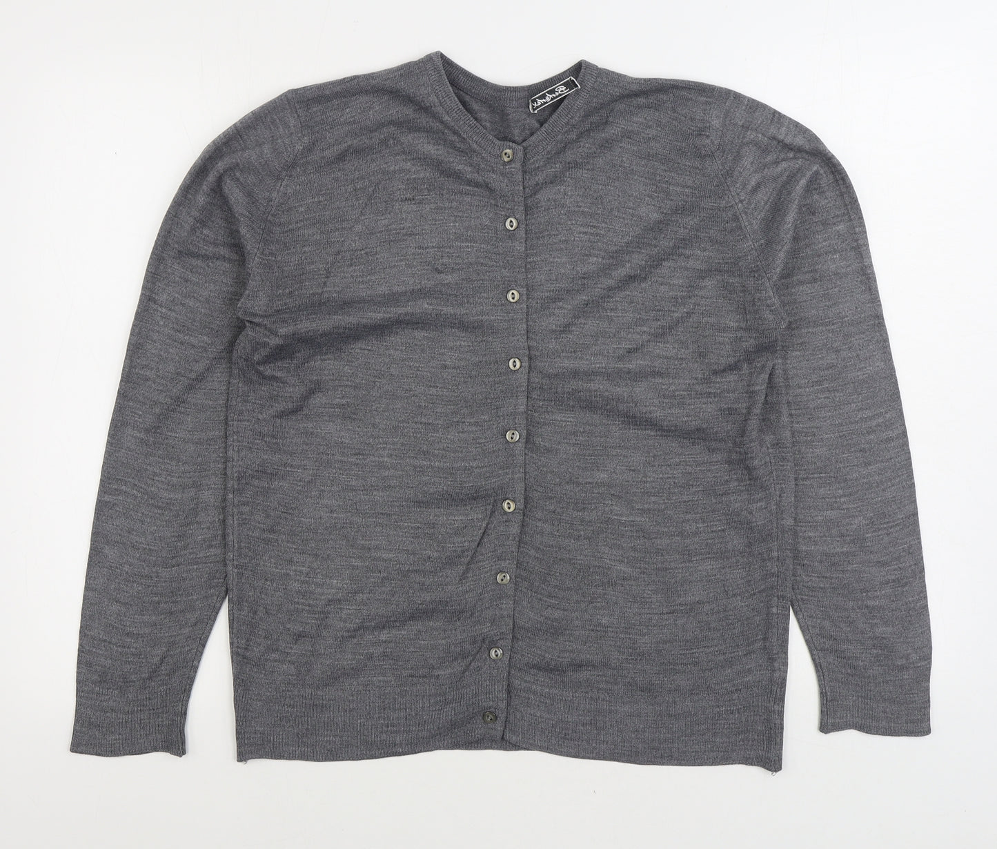 Berkrtex Womens Grey Round Neck Acrylic Cardigan Jumper Size 12
