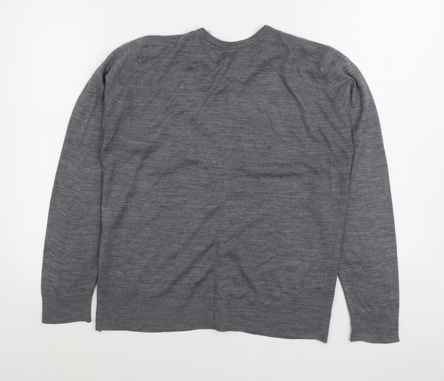 Berkrtex Womens Grey Round Neck Acrylic Cardigan Jumper Size 12