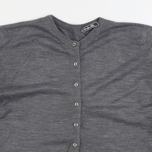Berkrtex Womens Grey Round Neck Acrylic Cardigan Jumper Size 12