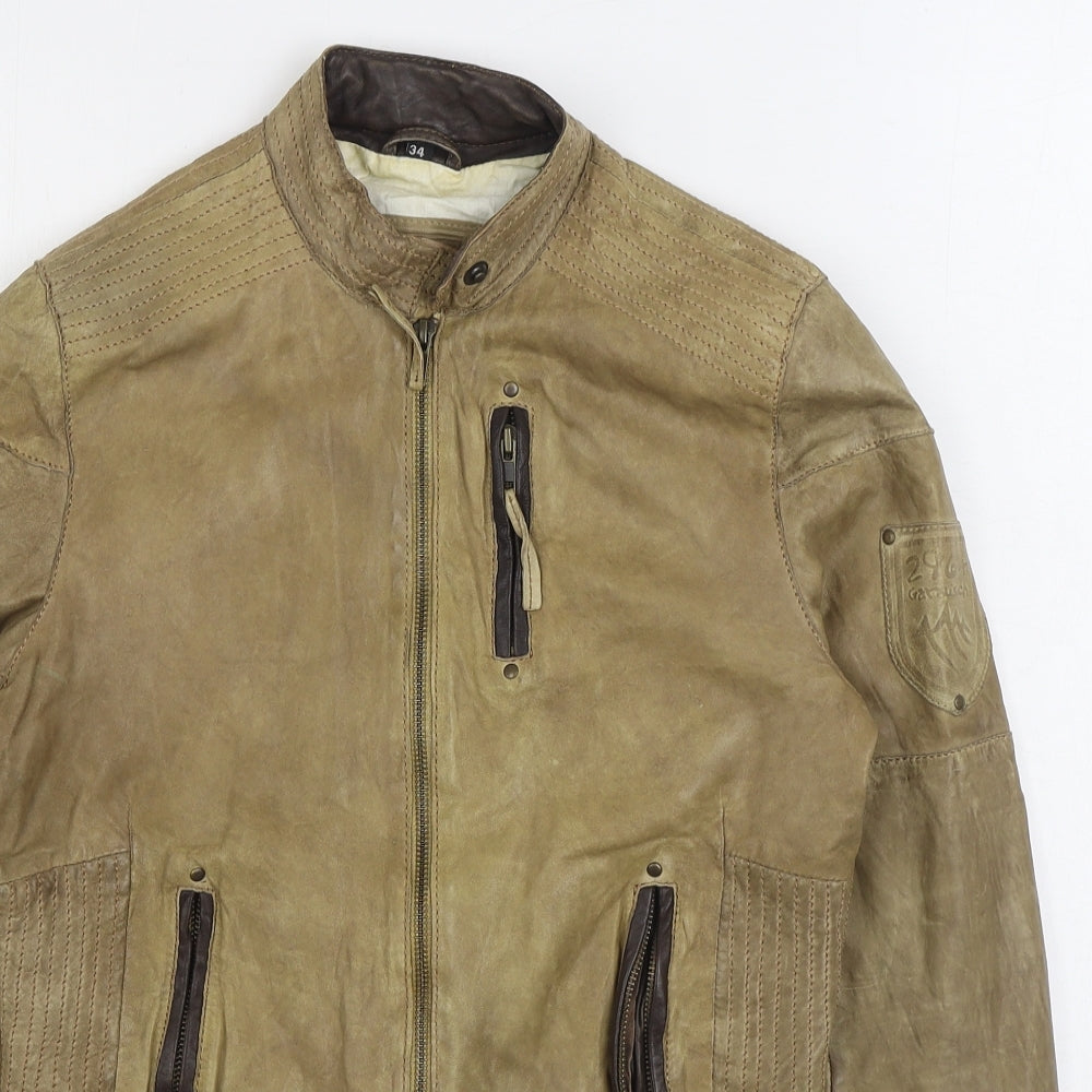 2964 Womens Beige Biker Jacket Size 6 Zip