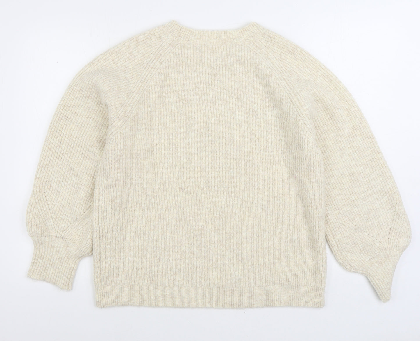 Primark Womens White Round Neck Polyester Pullover Jumper Size M