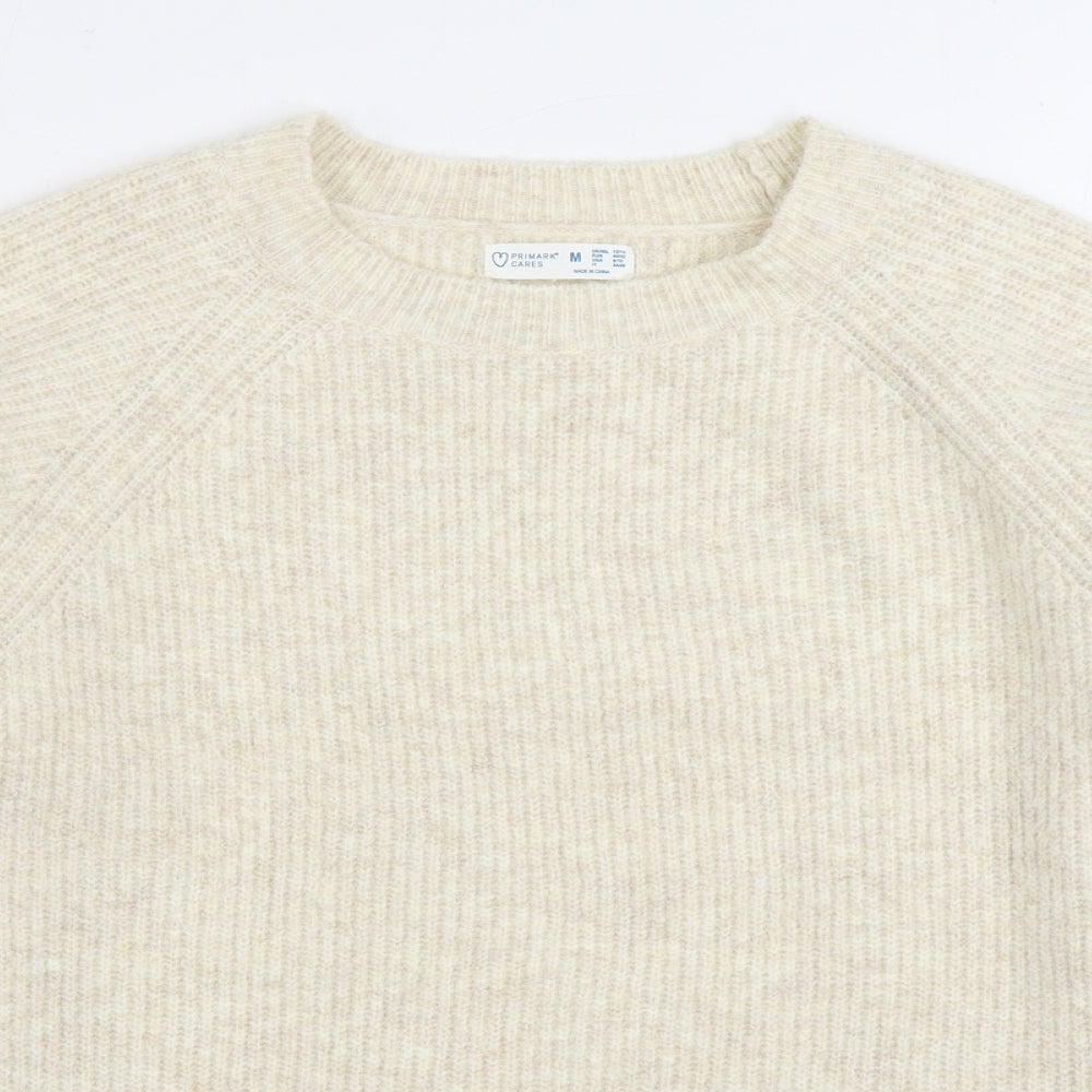 Primark Womens White Round Neck Polyester Pullover Jumper Size M