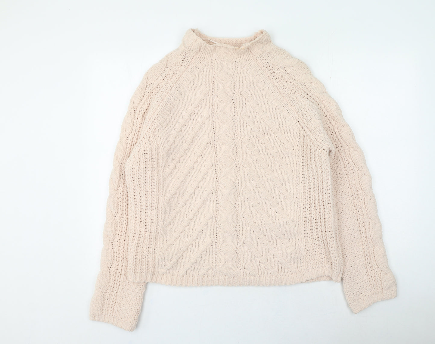 Marks and Spencer Womens Pink High Neck Polyester Pullover Jumper Size M