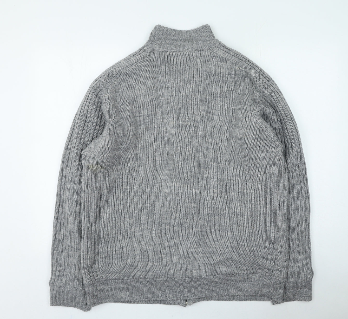 atlasformen Mens Grey High Neck Acrylic Full Zip Jumper Size 3XL