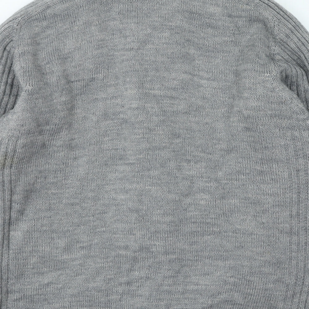 atlasformen Mens Grey High Neck Acrylic Full Zip Jumper Size 3XL